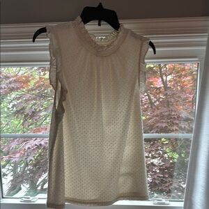 J. Crew Tan Ruffled Blouse with Mandarin Collar